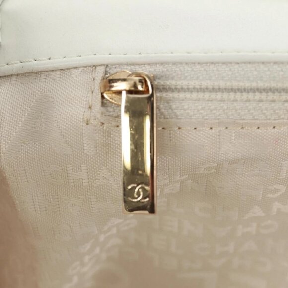 CHANEL Choco Bar Chain Shoulder Bag Lamb Skin Black White